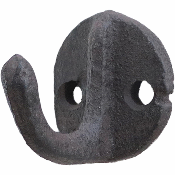 Litinový háček, jednoduchý design v hnědé barvě, 3 cm x 4 cm