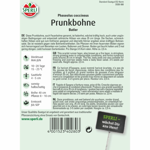 Sperli Prunkbohne "Butler"