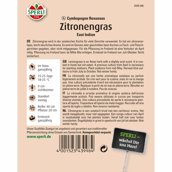 Sperli Citronová tráva "Východní Indie"