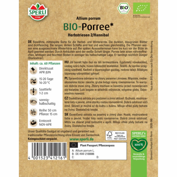 Sperli Bio pórek