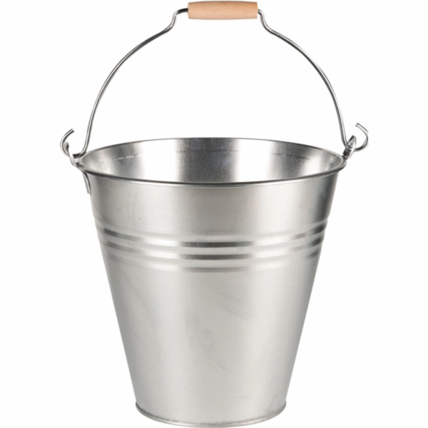 Kbelík s rukojetí a dřevěnou rukojetí, 7,2 l, zinek, stan...