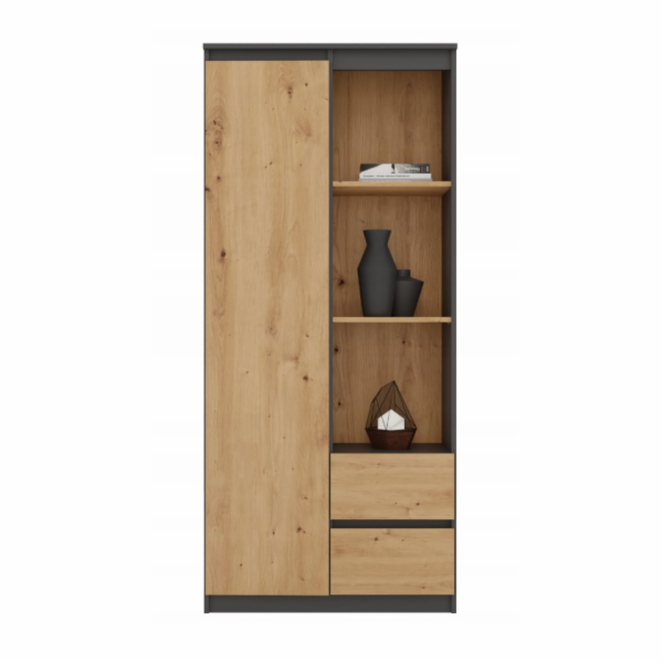 Topeshop RS-80 BILY ANTRACYT/DĄB ARTISAN kancelářská skříň