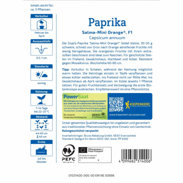 Kiepenkerl Profi-Line Paprika "Salma-Mini Orange"