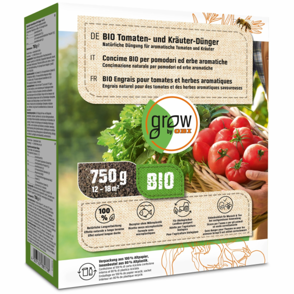 GROW by OBI Organické hnojivo na rajčata a byliny, 750 g