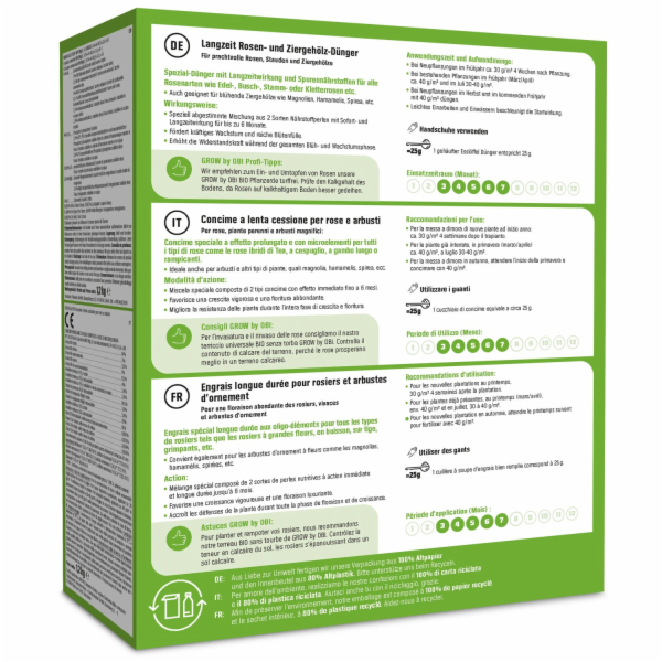 GROW by OBI Dlouhodobé hnojivo na růže a okrasné keře, 1,...