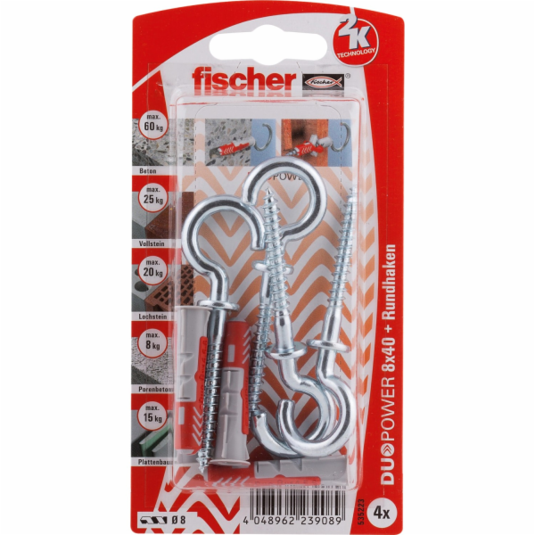 Fischer Hmoždinky DuoPower O 8 mm x 40 mm RH K 4 kusy s k...