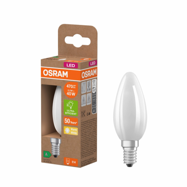 Osram LED žárovka E14 tvar svíčky B40 teplá bílá 2,2 W 47...