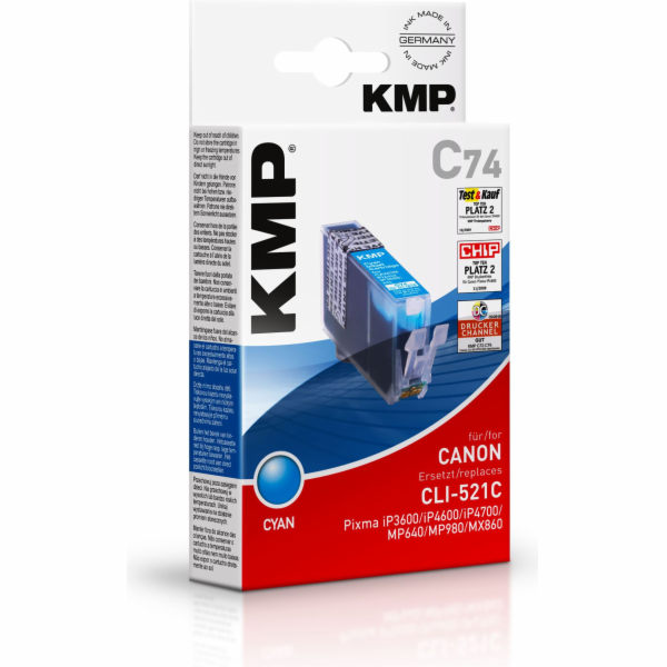 KMP C74 cartridge modra kompatibilni s Canon CLI-521 C