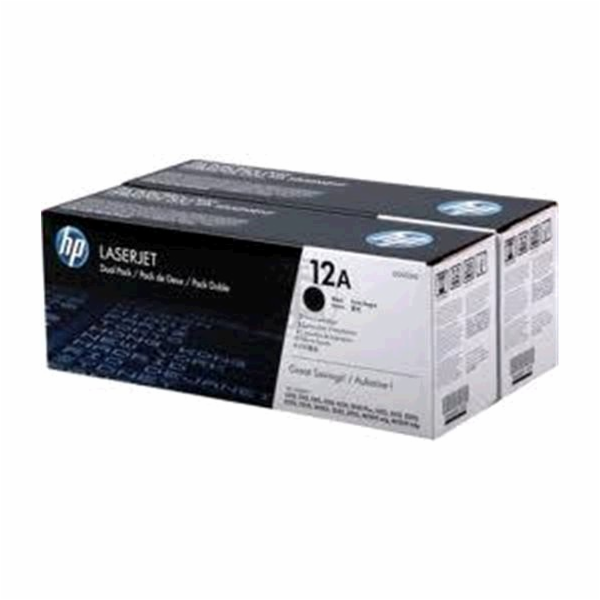 HP 12A Black 2-pack LJ Toner Cart, Q2612AD (2,000 / 2,000...