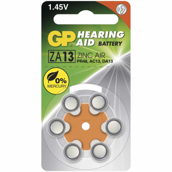 Baterie GP ZINC AIR ZA13/PR48, 1,4V, 6 ks.
