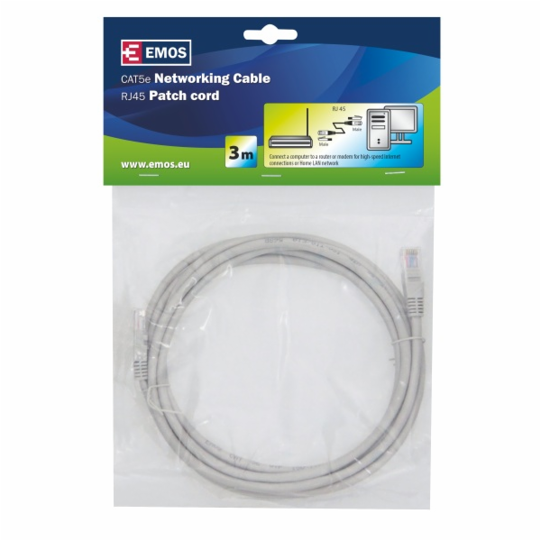 Kabel EMOS RJ-45 M, RJ-45 M, 3m, šedý S9124