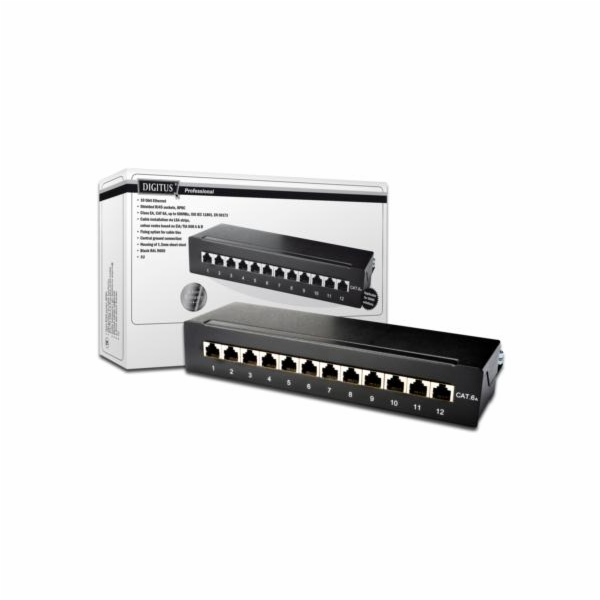 DIGITUS Desktop CAT 6A Patch Panel, stíněný třídy EA, 12 ...