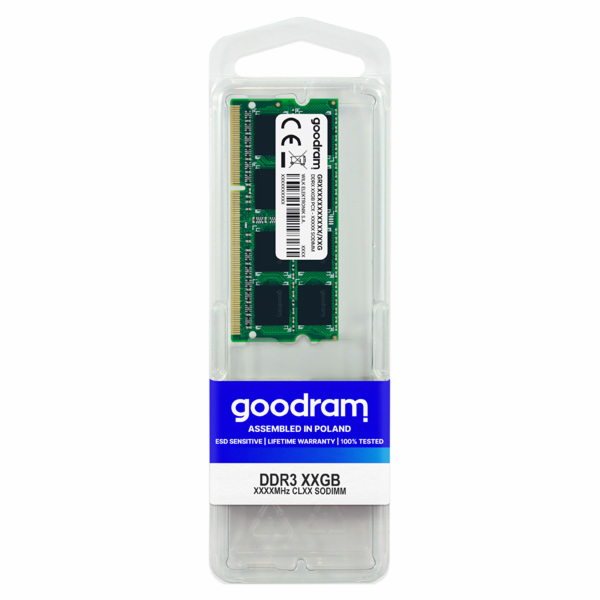 Paměť pro notebook GoodRam SODIMM, DDR3, 8 GB, 1333 MHz, ...