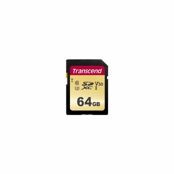 TRANSCEND SDXC karta 64GB 500S, UHS-I U3 V30 (R:95/W:50 M...