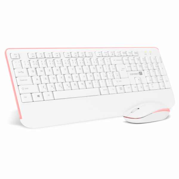 CONNECT IT Combo bezdrátová bílo-růžová klávesnice + myš,...