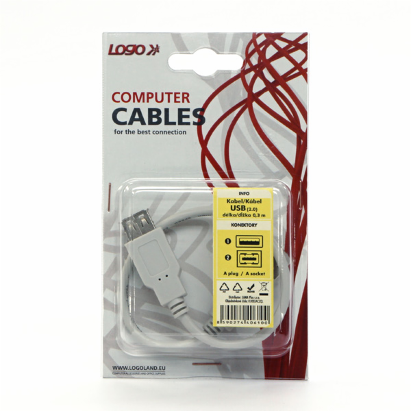 Logo kabelu USB USB-A - USB-A 0,3 m Šedý