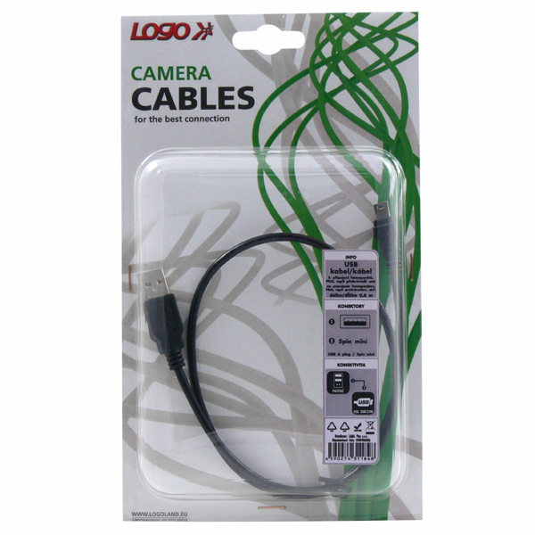 Logo kabelu USB USB-A - miniUSB 0,6 m průhledný (31184)