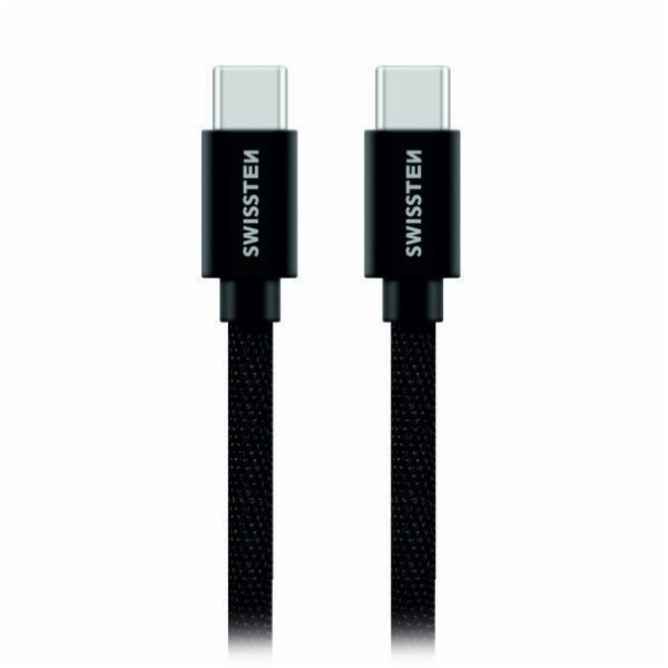 Swissten Datový Kabel Textile USB-C / USB-C 1,2 M Černý