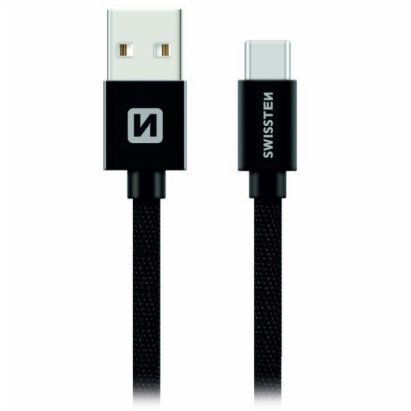 Swissten Datový Kabel Textile Usb / Usb-C 3,0 M Černý