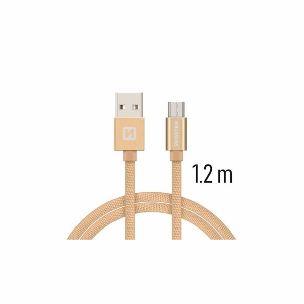 Swissten Datový Kabel Textile Usb / Micro Usb 1,2 M Zlatý