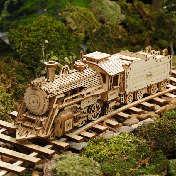 Hračka Robotime dřevěné 3D puzzle Parní lokomotiva