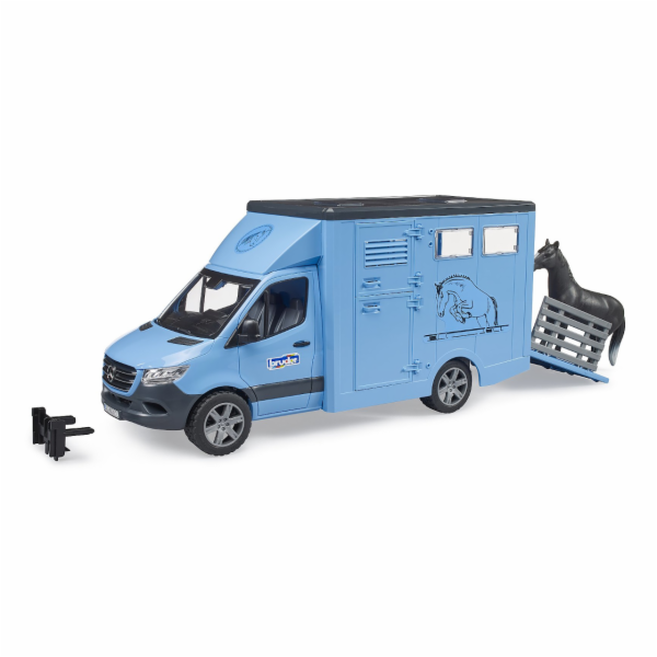 BRUDER MB Sprinter Tiertransporter mit Pferd (blau)