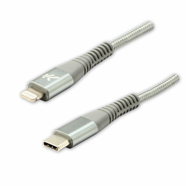 Logo USB USB-C - Lightning kabel 2 m stříbrný