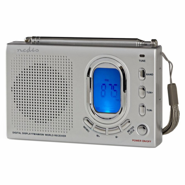 Nedis RDWR1000GY- FM Rádio Přenosné | AM / FM/ SW | Napáj...