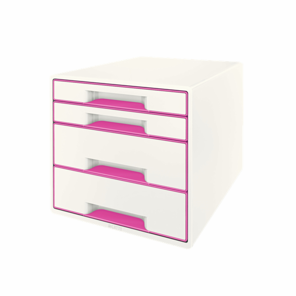 LEITZ Zásuvkový box  WOW CUBE, 4 zásuvky, růžová