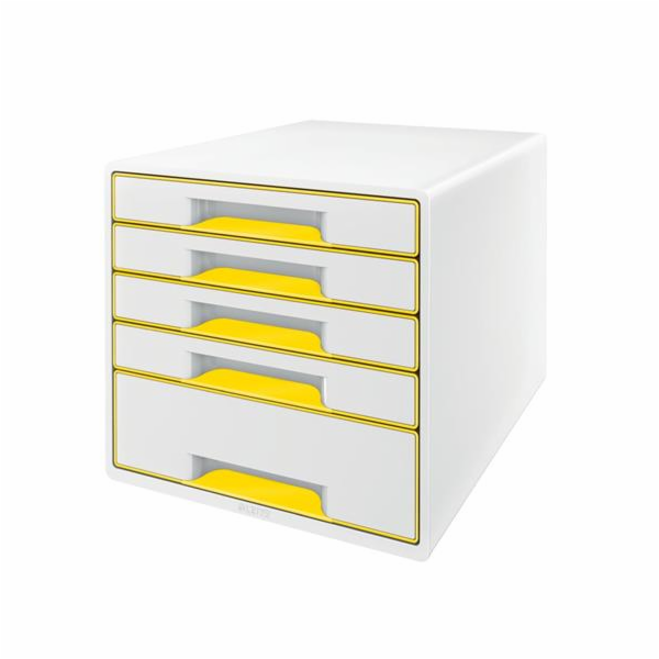 LEITZ Zásuvkový box  WOW CUBE, 5 zásuvek, bílá/žlutá