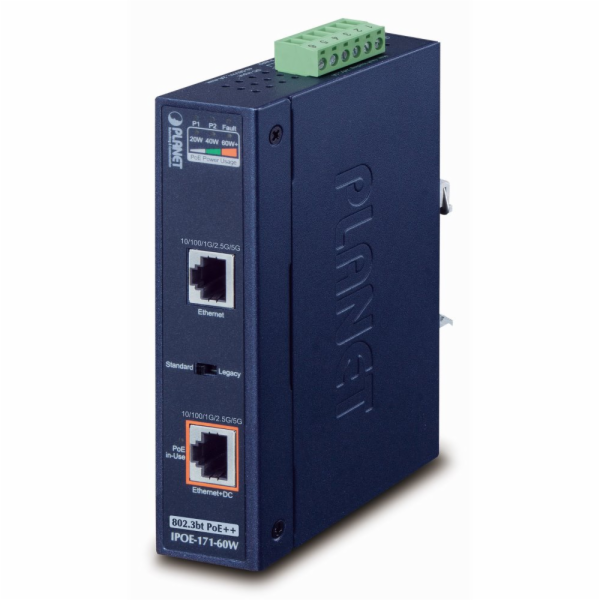 Planet IPOE-171-60W PoE injektor IEEE802.3bt, 60W, DIN, I...