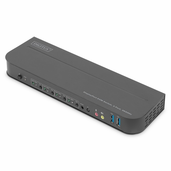 DIGITUS přepínač KVM, 4portový, 4K60Hz, 4 x DP vstup, 1 x...