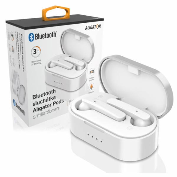 Bluetooth sluchátka ALIGATOR PODS, bílá