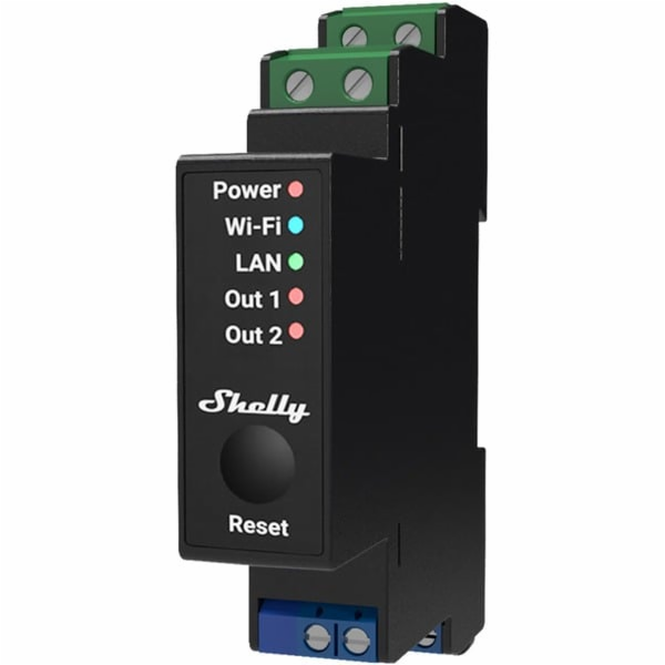 Shelly Pro 2PM DIN Rail 2-channel Relay, WiFi/LAN (Power ...
