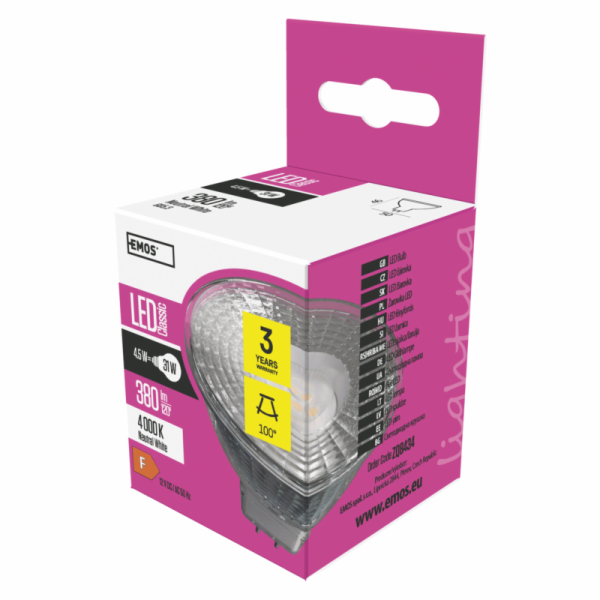 Emos LED žárovka MR16, 4.5W/25W GU5.3, NW neutrální bílá,...
