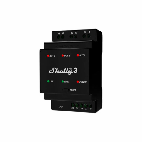 Shelly Pro 3 DIN Rail 3-channel Relay, WiFi/LAN