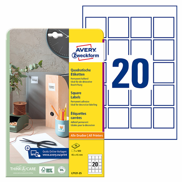 Avery Zweckform ETYK.ZF L7121-25 PRO QR KÓDY 45X45MM ŠTÍTEK