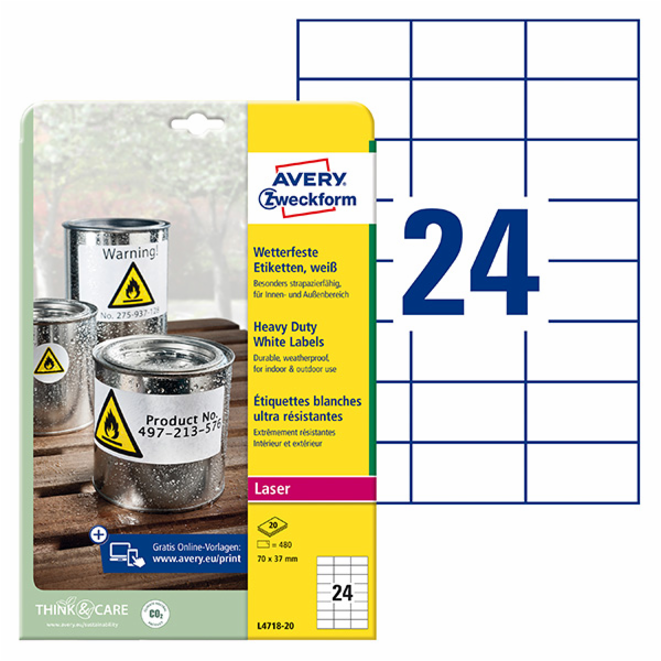 Avery Zweckform LABELS ZF L4718-20 HEAVY DUTY 70X37 MM, 2...