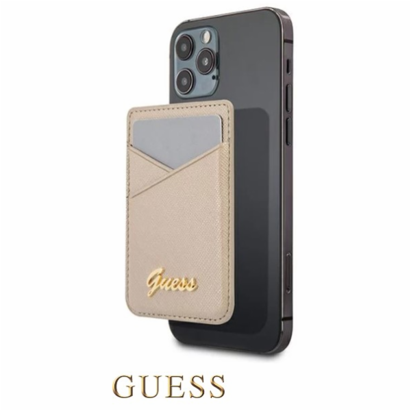 Guess Saffiano Cardslot Metal Logo zlatá Noste své karty ...