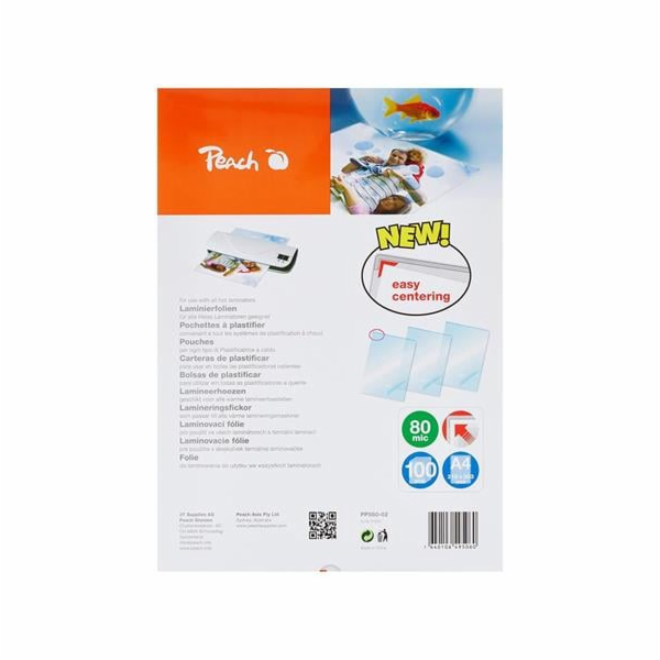 PEACH laminovací folie A4 (216x303mm), 80mic, 500ks