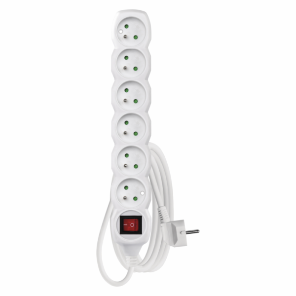 Prodlužovací kabel 3 m / 6 zásuvek / s vypínačem / bílý /...