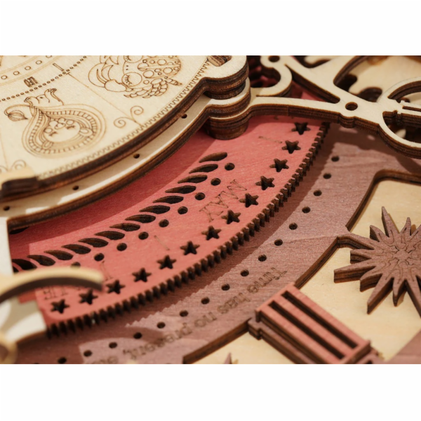 Hračka Robotime 3D dřevěné mechanické puzzle Hodiny s kal...