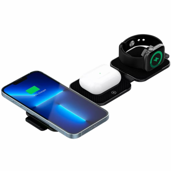 CANYON Bezdrátová nabíječka WS-305B + AC adapter, 3v1, Qi...