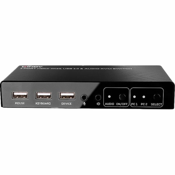 Lindy 2portový KVM přepínač HDMI 4K60, USB 2.0 a zvuk, KV...