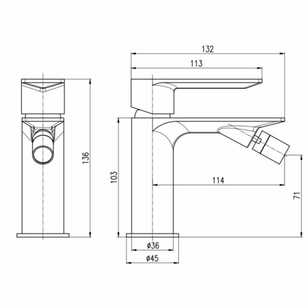ŠEDÁ KOVOVÁ BIDETOVÁ BATERIE