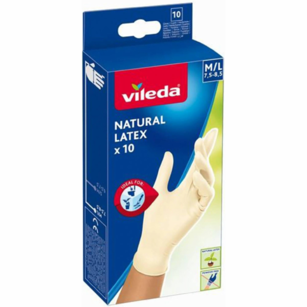 Přírodní latexové rukavice Vileda, S/M, balení. 10 ks
