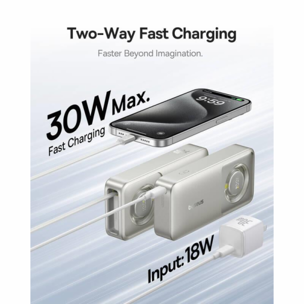 Powerbank Baseus OS Free2Pull 10000mAh 30W +cable (grey)