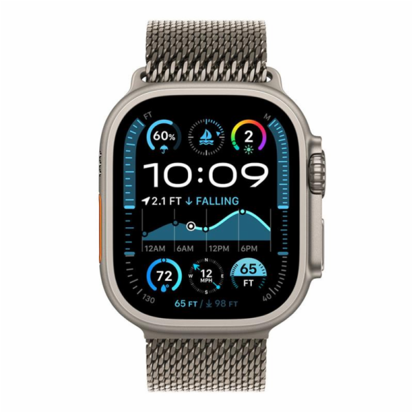Apple Watch 49mm Natural Titanium Milanese Loop - Large