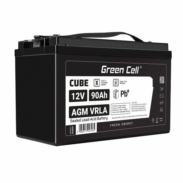 Green Cell CUBE AGM IP54 12V 90Ah VRLA Battery Gel deep c...