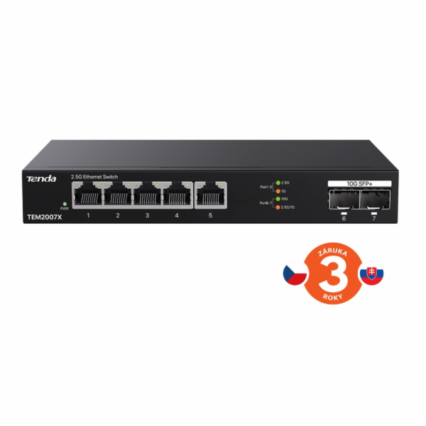 Tenda TEM2007X - Multi-gigabit switch, 5x 2.5G RJ45 + 2x ...